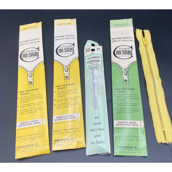 Vintage Lot 32 Mostly New Zippers Metal Talon Unique Conmar 7- 30" USA Japan - Picture 6 of 7